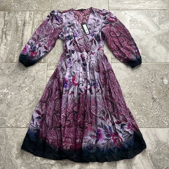 Kobi Halperin Chloe Blouson Sleeve Midi Dress with Pockets, NWT, Size XS - Picture 11 of 15